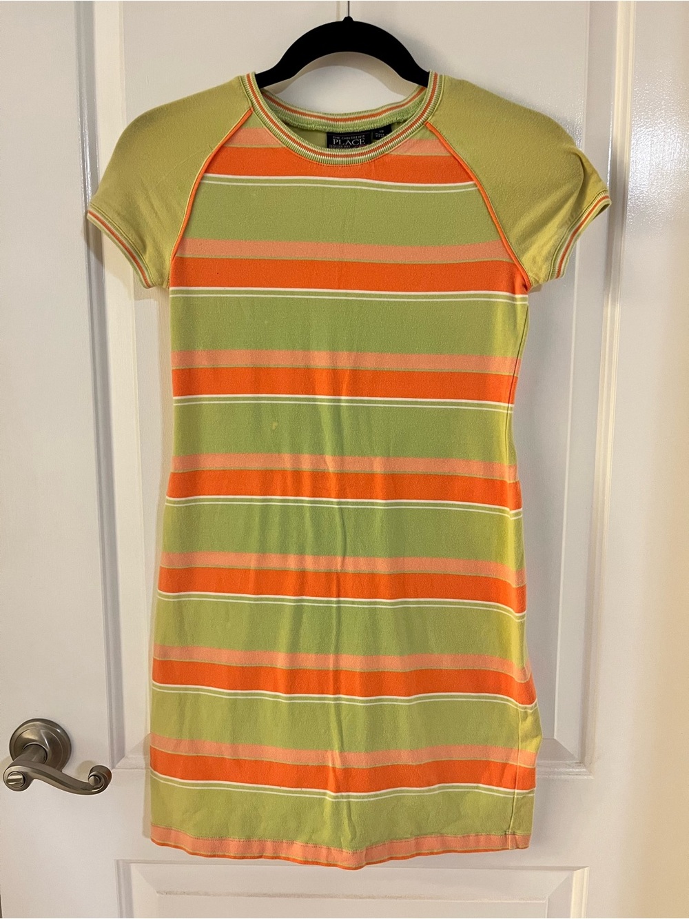 Vintage Y2K green/orange striped mini dress